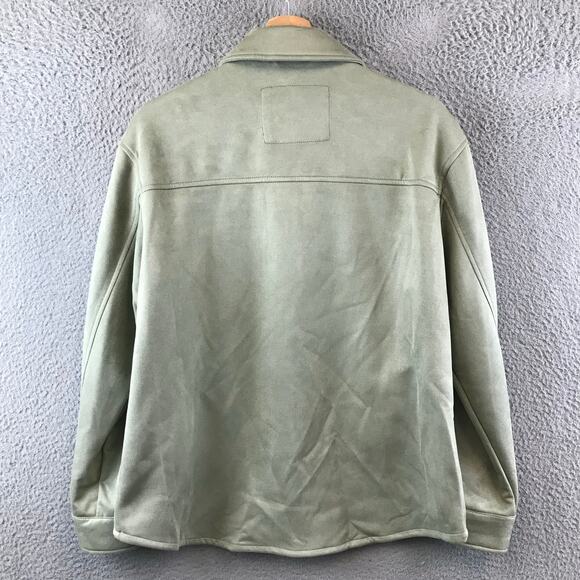 Levi’s Shirt Jacket Women’s XS Green Faux Suede Zip Snap Front Microsuede - Picture 2 of 10